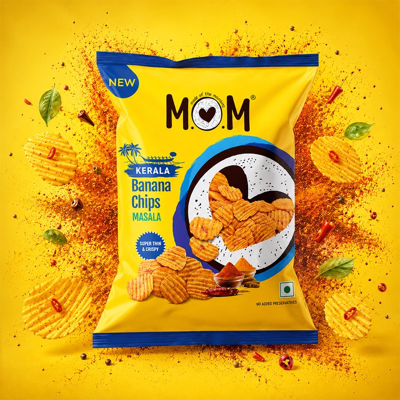 MOM Masala Banana Chips 75g | Very Thin & Crunchy Kerala Banana Chips | Spicy Indian Masala Flavoured | No Artificial Flavours | Zero Trans Fat