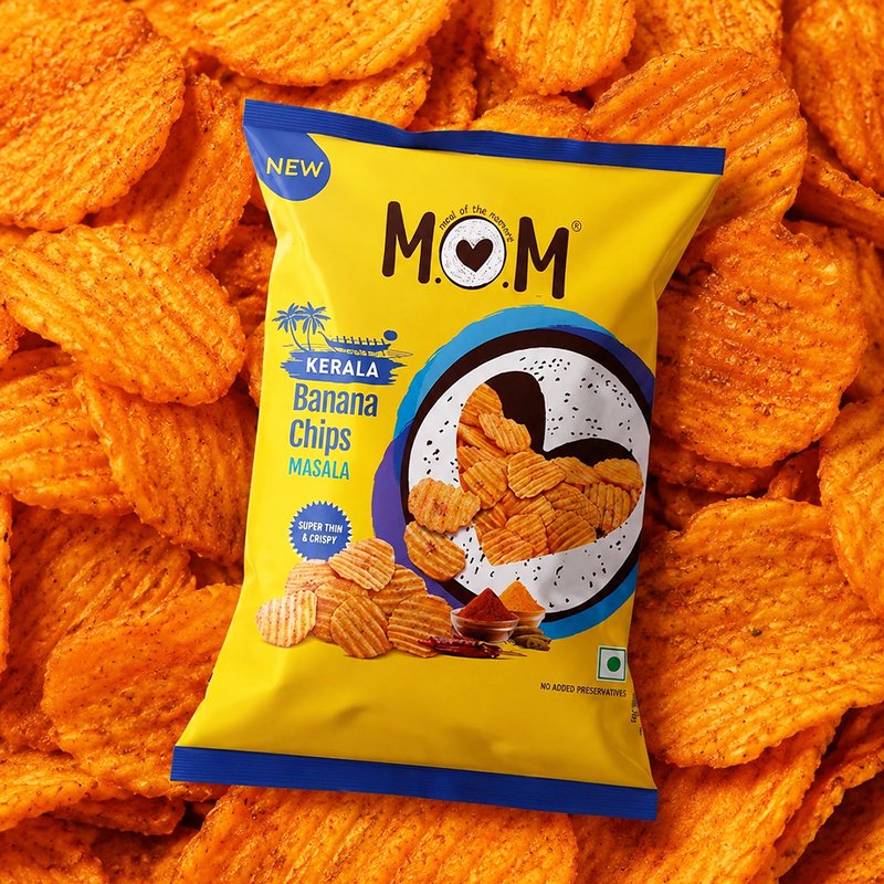 MOM Masala Banana Chips 75g | Very Thin & Crunchy Kerala Banana Chips | Spicy Indian Masala Flavoured | No Artificial Flavours | Zero Trans Fat