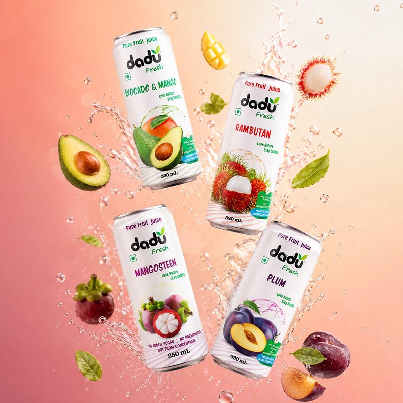 Dadu Fresh Avocado & Mango, Plum, Mangosteen & Rambutan Juice Combo | 4 Cans Combo | Exotic Superfruit Healthy Drink | 100% Natural Fruit Juice | No Added Sugar & No Preservatives | Antioxidant Rich Refreshing Beverage for Daily Wellness thumbnail 2