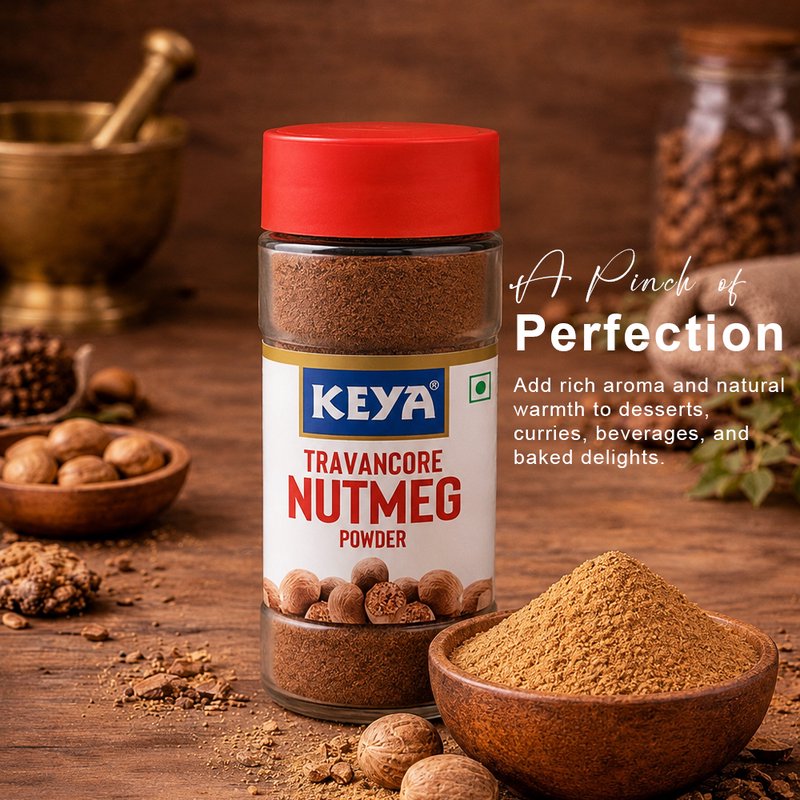 Keya Nutmeg Powder (Jaiphal Powder) | 100% Pure & Aromatic Spice | Finely Ground for Baking, Desserts, Beverages & Indian Cooking