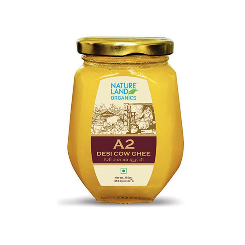 Natureland Organics A2 Cow Ghee 350ml | Premium Organic A2 Bilona Ghee | Rich Aroma & Natural Goodness | Ideal for Cooking, Tadka & Everyday Meals