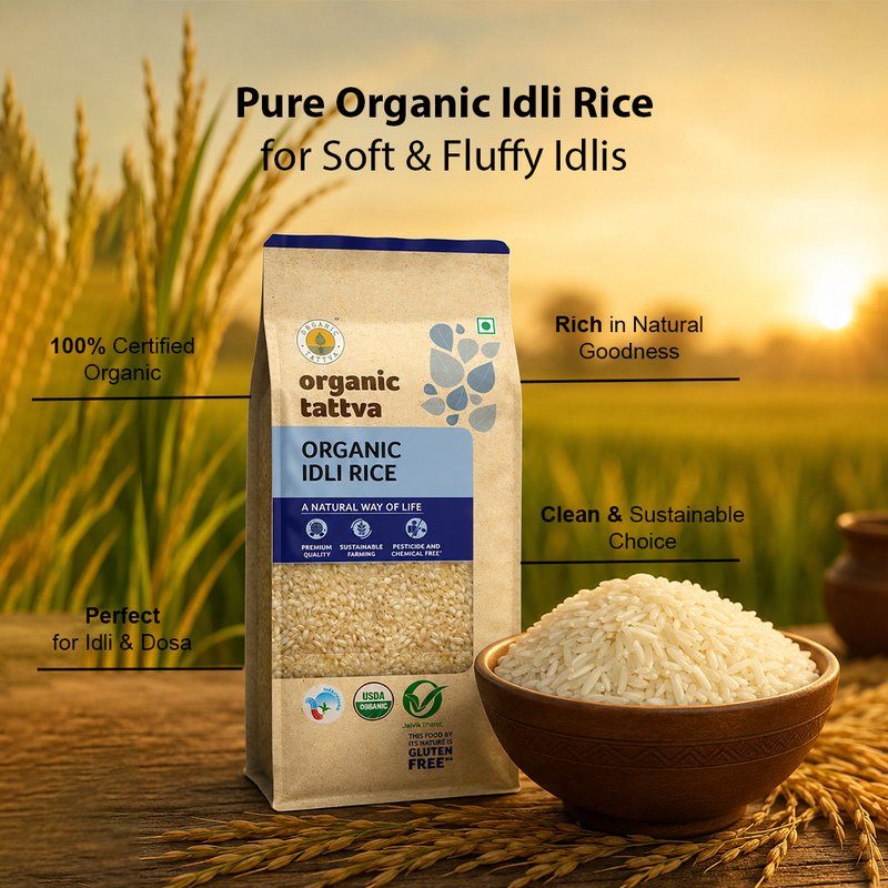 Organic Tattva Idli Rice | High-Quality Organic Idli Rice | South Indian Rice for Idli, Dosa & Appam Batter