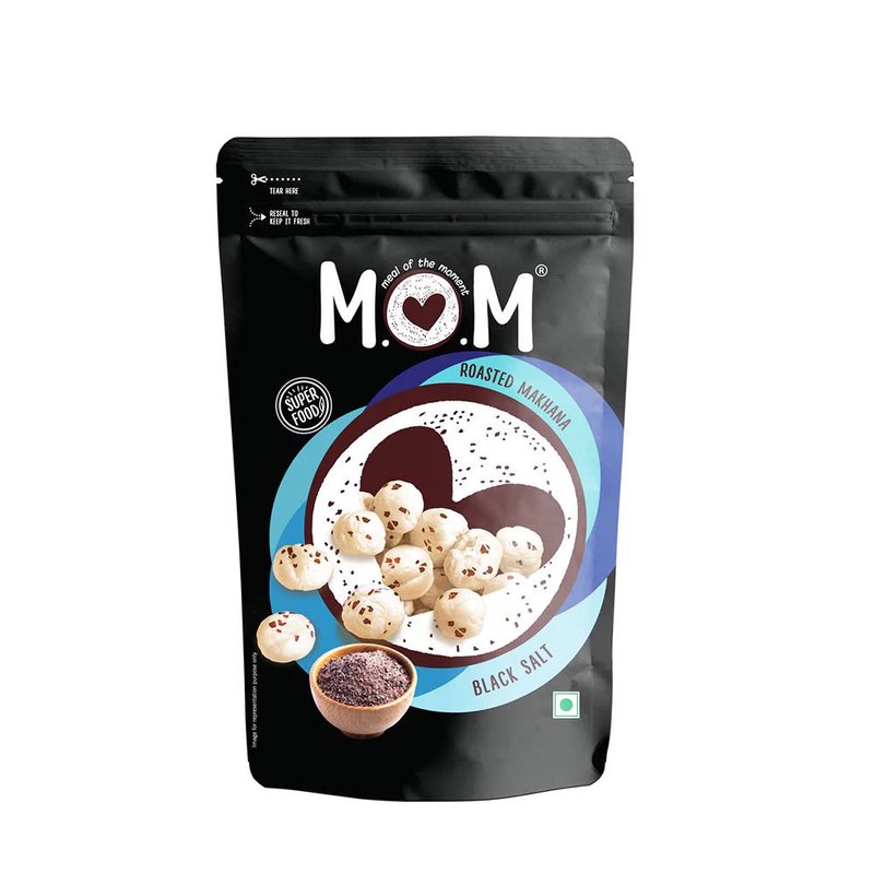 MOM Black Salt Makhana 70g | Roasted Fox Nuts | Kala Namak Flavoured Makhana | Ready-to-Eat Healthy Snack