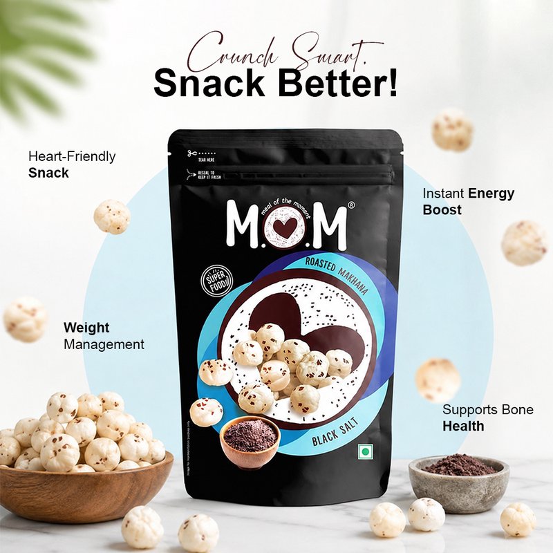 MOM Black Salt Makhana 70g | Roasted Fox Nuts | Kala Namak Flavoured Makhana | Ready-to-Eat Healthy Snack