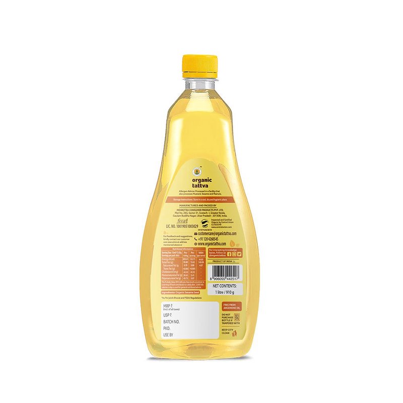 Organic Tattva Sesame Oil | Pure Til Oil | Cold Pressed Edible Oil | Natural Cooking Oil for Everyday Use thumbnail 2