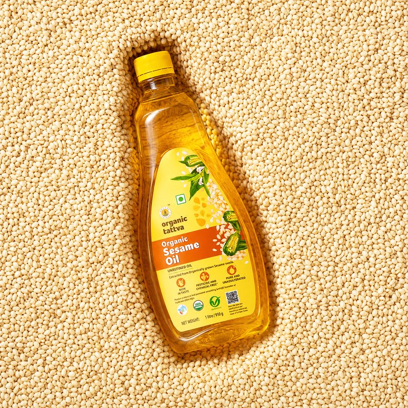Organic Tattva Sesame Oil | Pure Til Oil | Cold Pressed Edible Oil | Natural Cooking Oil for Everyday Use
