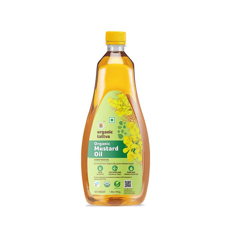 Organic Tattva Mustard Oil | Pure Kachi Ghani Mustard Oil | Cold Pressed Edible Oil | Cooking Oil for Everyday Cooking Purposes