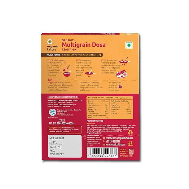 Organic Tattva Multigrain Dosa Ready Mix | Instant Multigrain Dosa Premix | Wholesome South Indian Breakfast Mix thumbnail 2