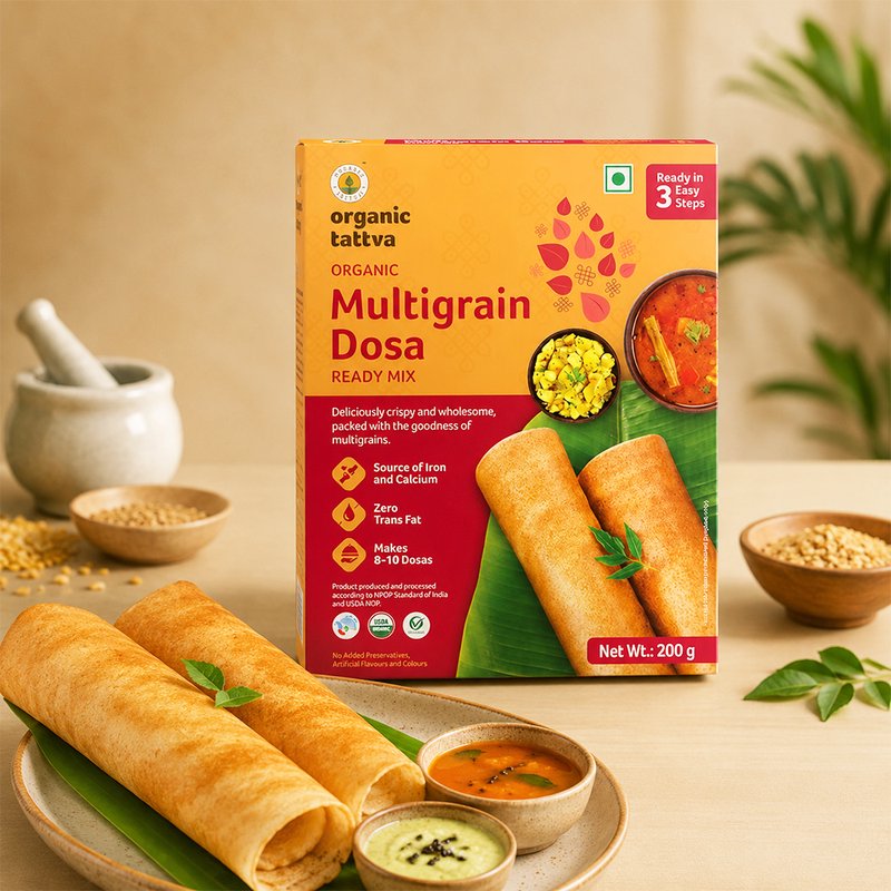 Organic Tattva Multigrain Dosa Ready Mix | Instant Multigrain Dosa Premix | Wholesome South Indian Breakfast Mix