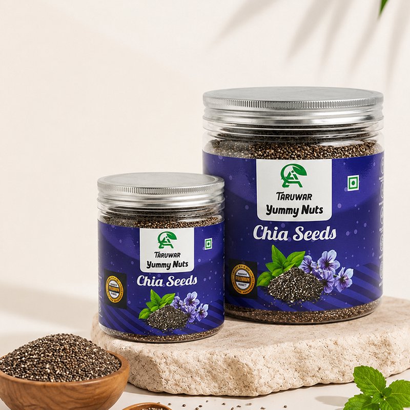 Taruwar Premium Chia Seeds 250g Pouch | Fiber, Protein & Omega-3 Rich Superfood | Healthy Seeds for Weight Management, Digestion & Daily Nutrition | Natural Energy Booster | Raw & Nutrient Dense Chia Seeds