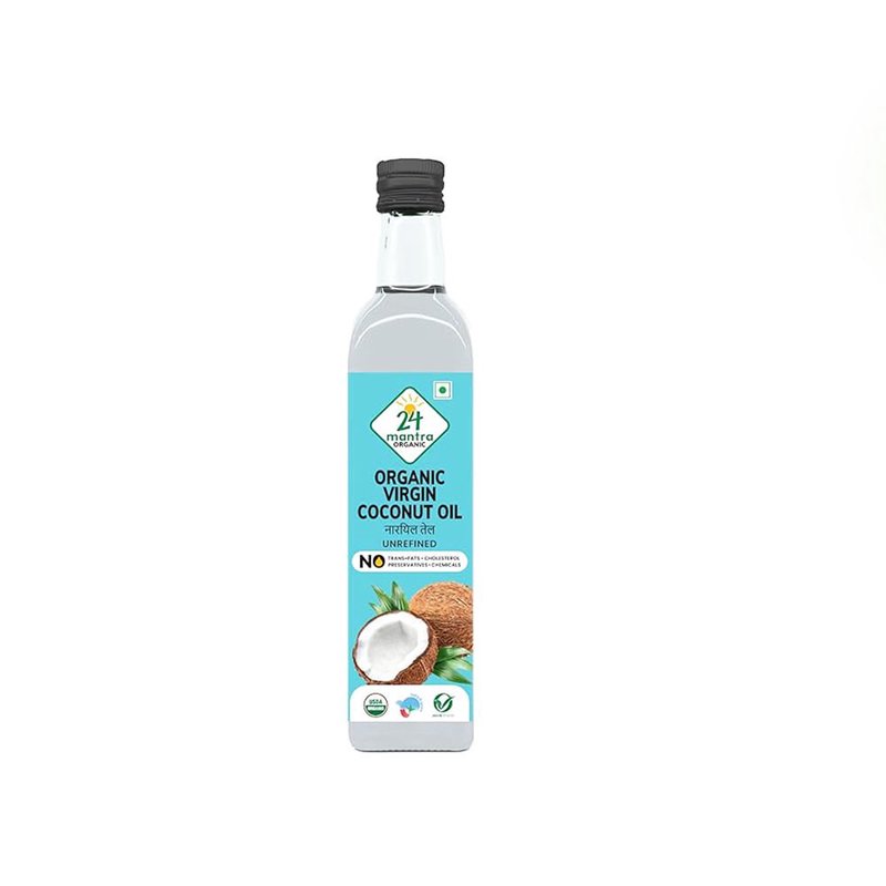 24 Mantra Organic Virgin Coconut Oil 500ml | Cold-Pressed | 100% Certified Organic | Unrefined & Chemical-Free | Multipurpose Coconut Oil