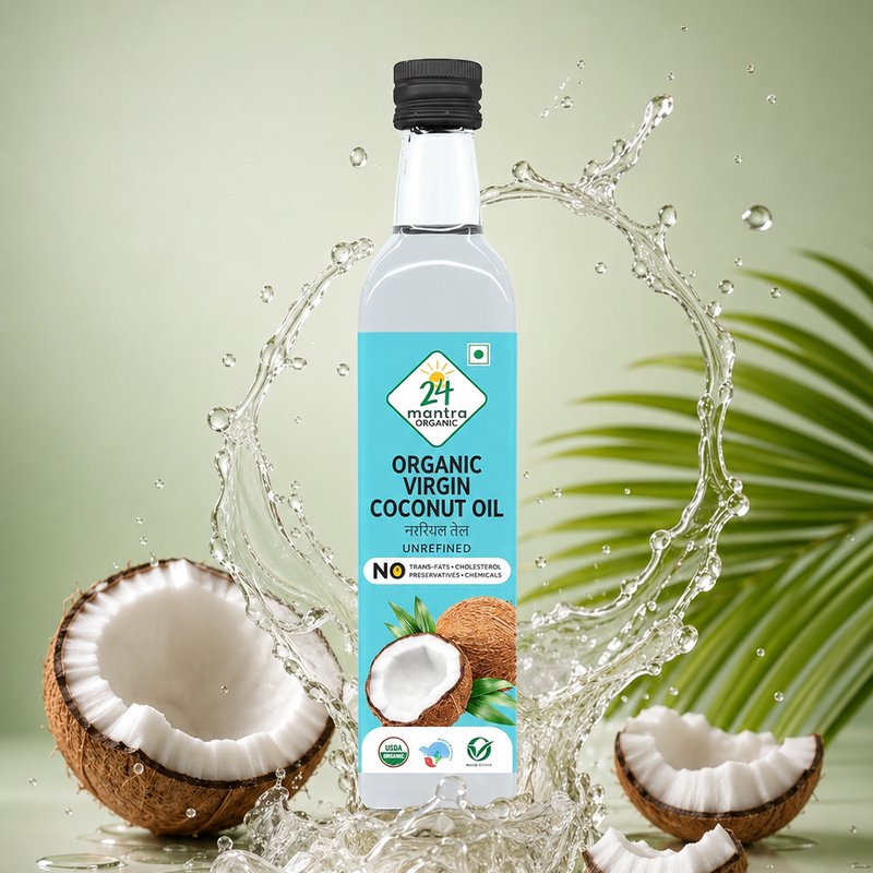 24 Mantra Organic Virgin Coconut Oil 500ml | Cold-Pressed | 100% Certified Organic | Unrefined & Chemical-Free | Multipurpose Coconut Oil