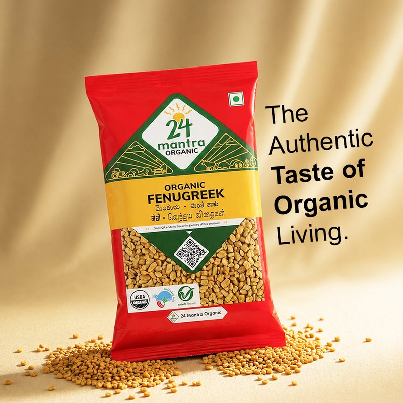 24 Mantra Organic Fenugreek Seeds | Methi Dana | Whole Fenugreek | Indian Spice | Cooking & Seasoning