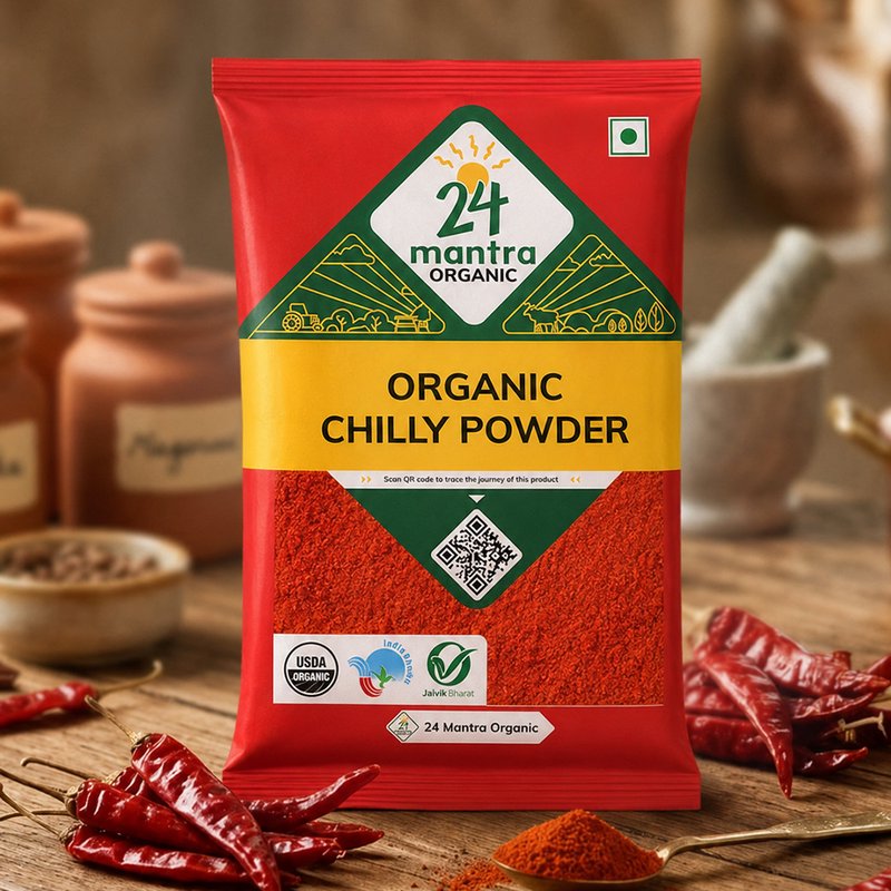 24 Mantra Organic Red Chilli Powder | Lal Mirch Powder | Ground Red Chilli | 100% Organic | Rich Colour & Bold Flavour