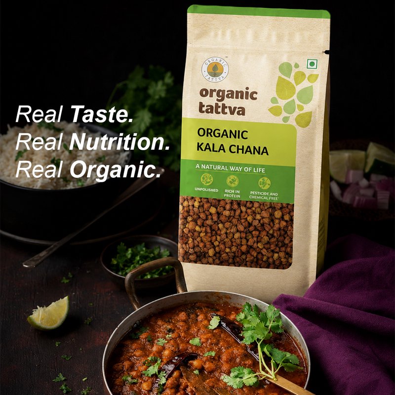Organic Tattva Kala Chana | Organic Black Chickpeas | Desi Chana | Legumes High in Protein