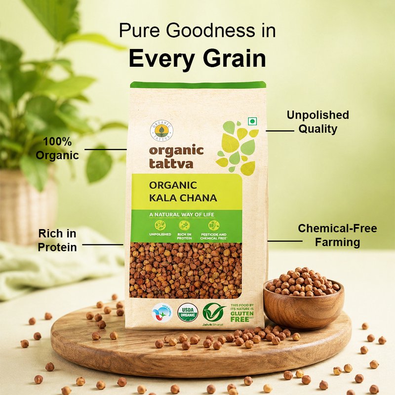 Organic Tattva Kala Chana | Organic Black Chickpeas | Desi Chana | Legumes High in Protein