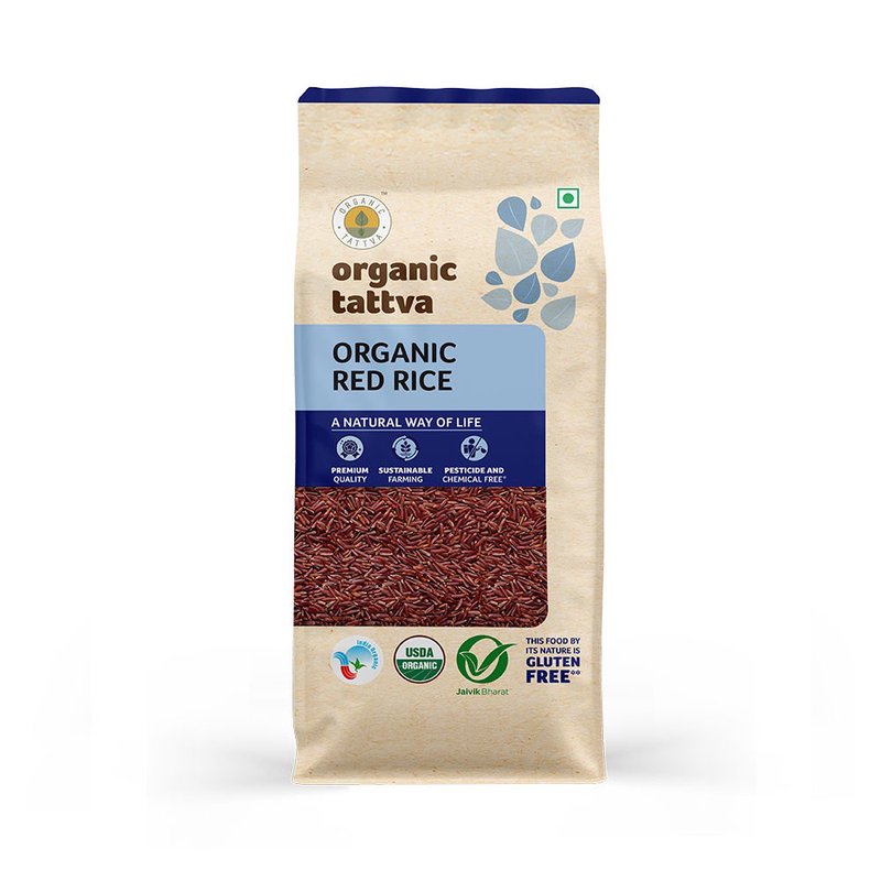 Organic Tattva Red Rice | Organic Red Rice | Whole Grain Rice | High Fibre Whole Grain Rice for Your Daily Cooking