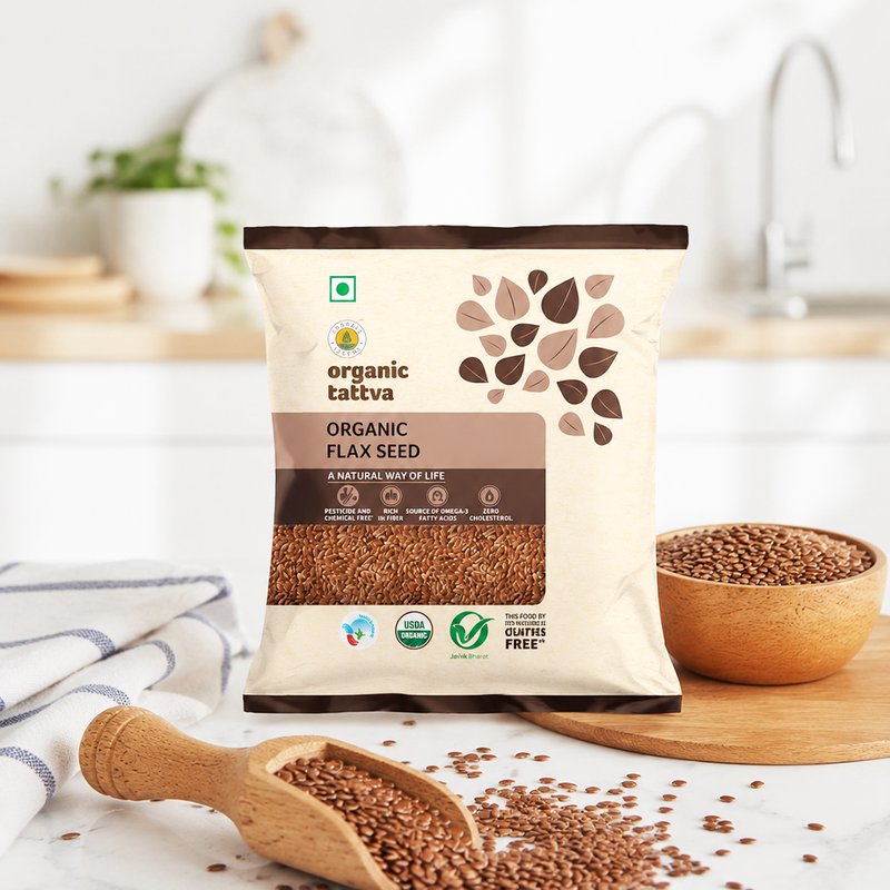 Organic Tattva Flax Seeds | Organic Alsi Seeds | Superfood Rich in Omega-3 | High Fibre & Plant-based Proteins