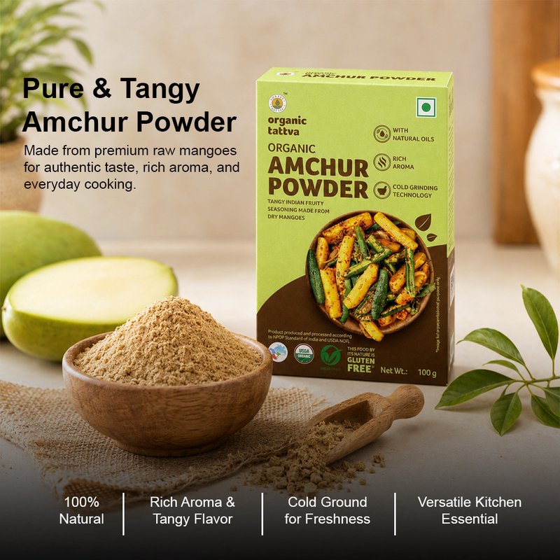 Organic Tattva Amchur Powder | Organic Dry Mango Powder | Tangy Indian Spice | Cooking Masala for Curries & Chaats