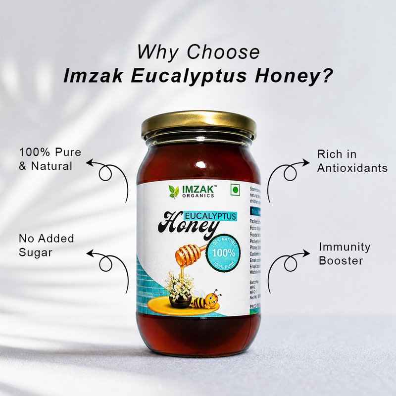Imzak Eucalyptus Honey | 100% Pure Raw & Natural Honey | Unprocessed Forest Honey with Herbal Notes | Rich in Antioxidants & Natural Enzymes | Healthy Sweetener for Immunity, Wellness & Daily Energy thumbnail 3
