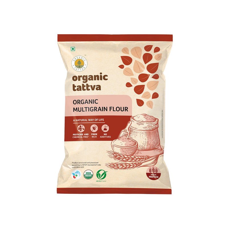 Organic Tattva Multigrain Flour | Multigrain Flour | High Fibre Flour | Health Flour For Making Roti And Daily Meals