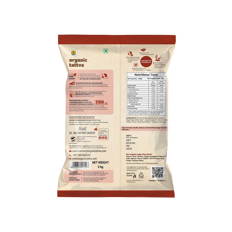 Organic Tattva Multigrain Flour | Multigrain Flour | High Fibre Flour | Health Flour For Making Roti And Daily Meals thumbnail 2