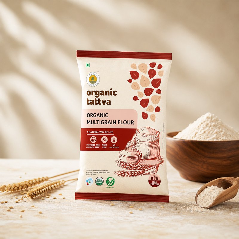 Organic Tattva Multigrain Flour | Multigrain Flour | High Fibre Flour | Health Flour For Making Roti And Daily Meals