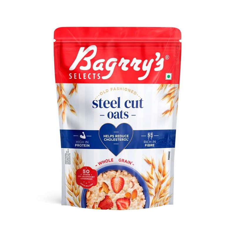Bagrry's Steel Cut Oats 1.5 KG | Premium Wholegrain Oats Breakfast Cereal | High Fiber & Nutritious Daily Breakfast | Perfect for Porridge, Overnight Oats & Healthy Recipes