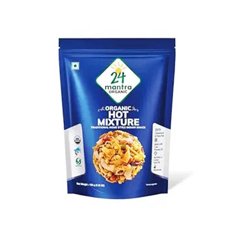 24 Mantra Organic Hot Mixture | Spicy Indian Namkeen | Crunchy Snack Mix | Ready-to-Eat Tea Time Snack