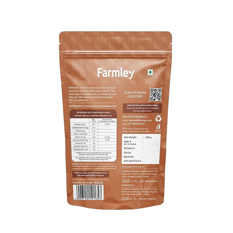 FARMLEY CALIFORNIA ALMONDS250G thumbnail 2