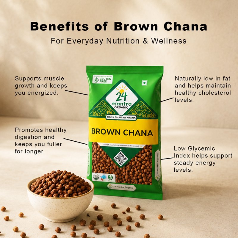24 Mantra Organic Brown Chana | Whole Brown Chickpeas | Kala Chana | 100% Organic | Premium Indian Pulses