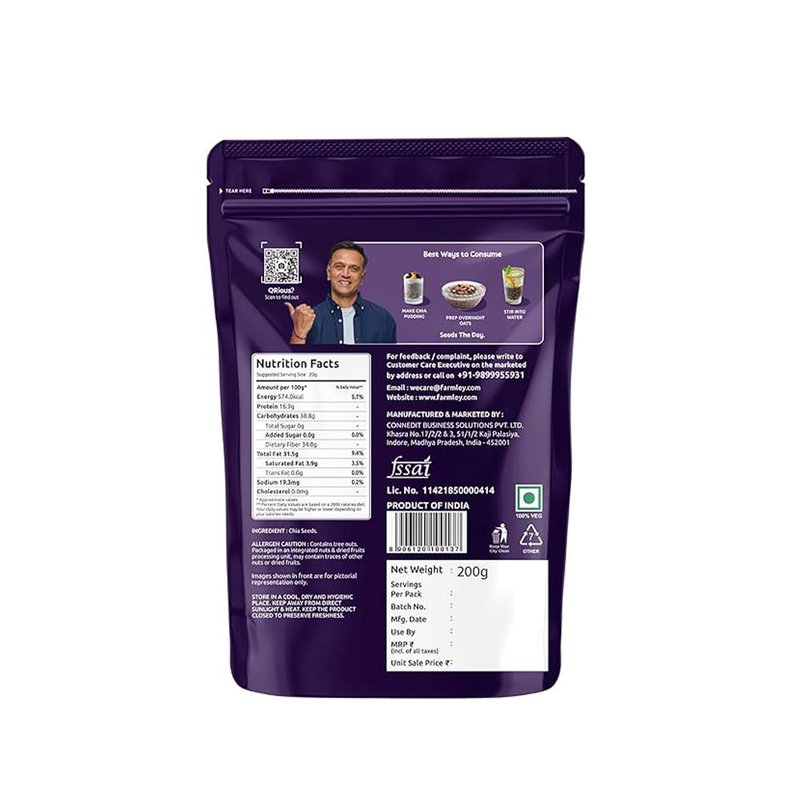 FARMLEY CHIA SEEDS POUCH 200GM thumbnail 2