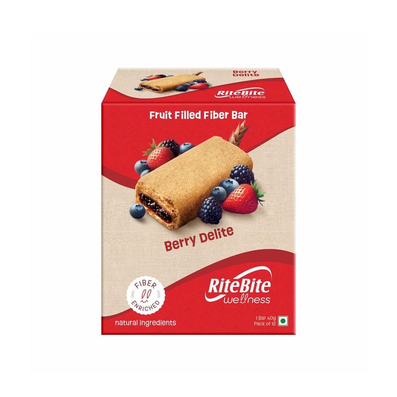 RiteBite Wellness Berry Delight Bar | Mixed Berry Energy Bar | Rich in Fiber | Healthy On-the-Go Snack | Ready-to-Eat