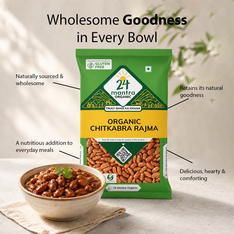 24 Mantra Organic Chitkabra Rajma | Premium Speckled Kidney Beans | Perfect for Rajma Masala & Everyday Meals