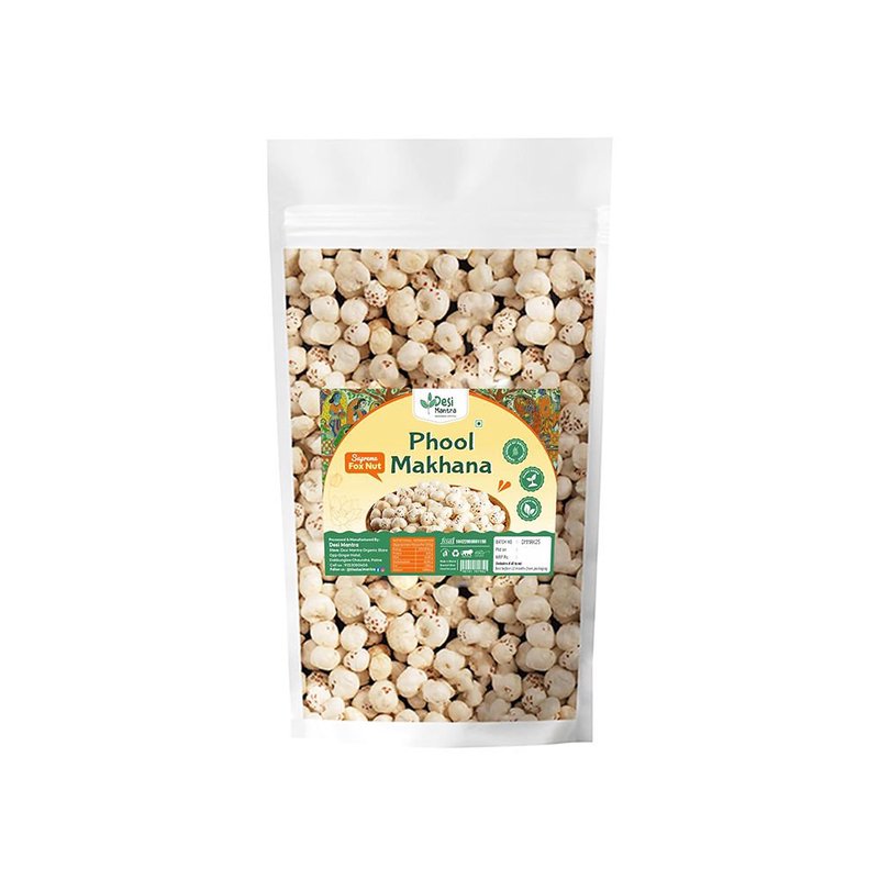Desi Mantra Supreme Phool Makhana | Premium Crunchy Fox Nuts | Naturally Light & Healthy Snack | Rich in Protein & Fiber | Perfect for Roasting, Snacking & Everyday Nutrition