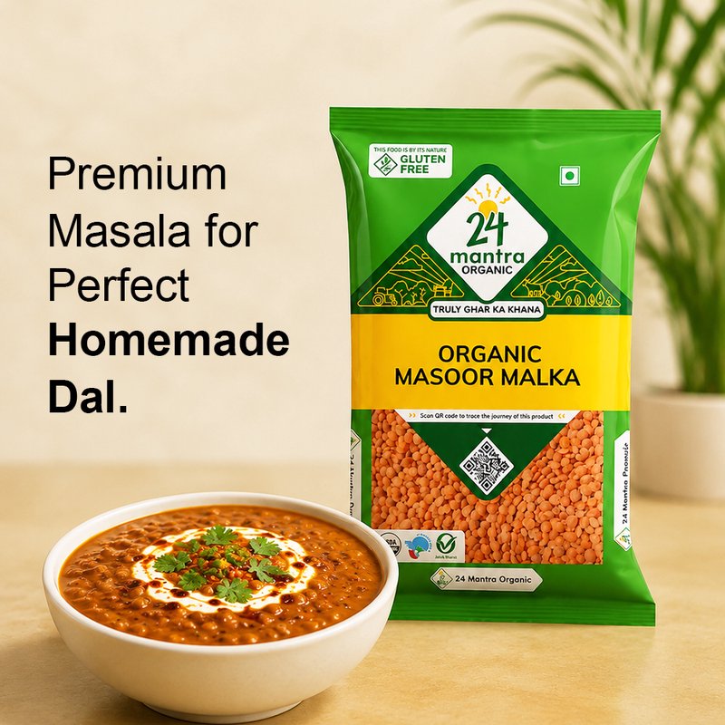 24 Mantra Organic Masoor Malka 500g | Split Red Lentils | Quick Cooking Dal | Smooth & Creamy Texture