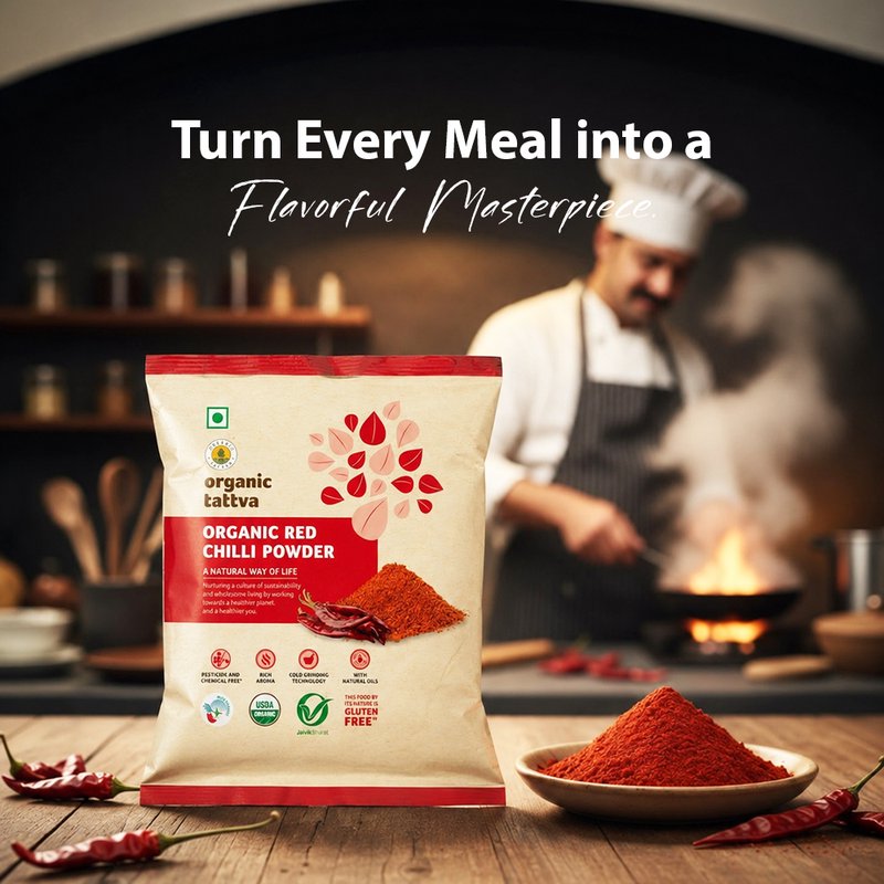 Organic Tattva Red Chilli Powder | Organic Lal Mirch Powder | Superfine Grind of Red Chilli | Everyday Spice