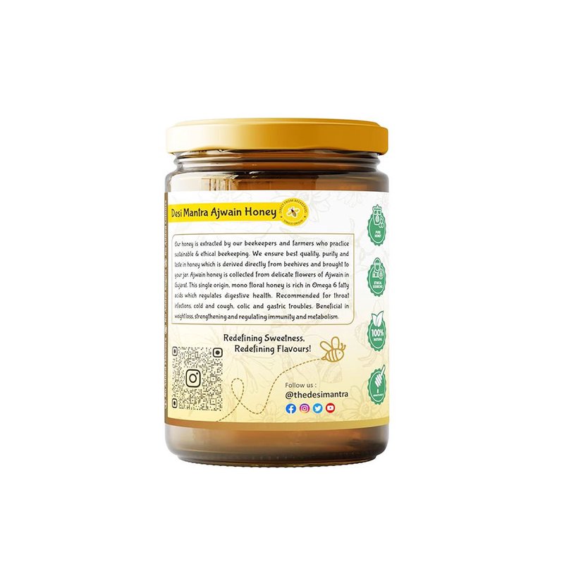Desi Mantra Ajwain Raw & Natural Honey | Pure Unprocessed Honey | Naturally Sourced & Unfiltered | No Added Sugar | Rich Herbal Flavor for Daily Wellness & Healthy Sweetening thumbnail 2