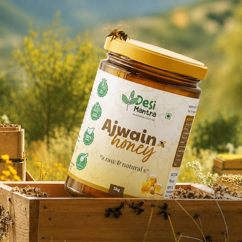 Desi Mantra Ajwain Raw & Natural Honey | Pure Unprocessed Honey | Naturally Sourced & Unfiltered | No Added Sugar | Rich Herbal Flavor for Daily Wellness & Healthy Sweetening thumbnail 3