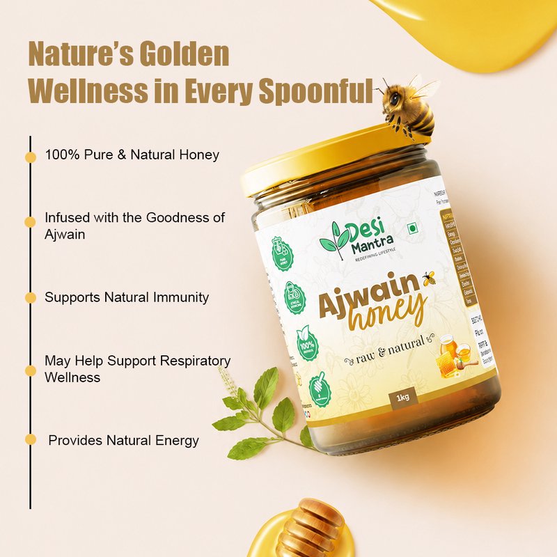 Desi Mantra Ajwain Raw & Natural Honey | Pure Unprocessed Honey | Naturally Sourced & Unfiltered | No Added Sugar | Rich Herbal Flavor for Daily Wellness & Healthy Sweetening thumbnail 4