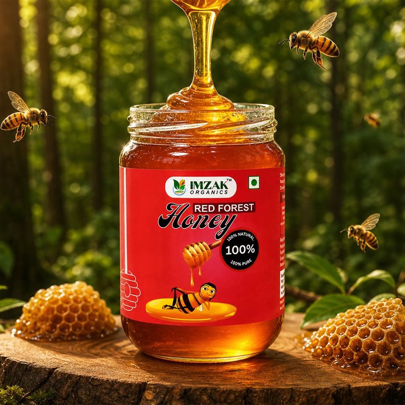 Imzak Red Forest Honey | 100% Pure Raw & Natural Wild Honey | Unprocessed Forest Honey with Rich Taste & Deep Color | Antioxidant Rich Healthy Sweetener for Immunity, Energy & Daily Wellness | Natural Honey Goodness thumbnail 2
