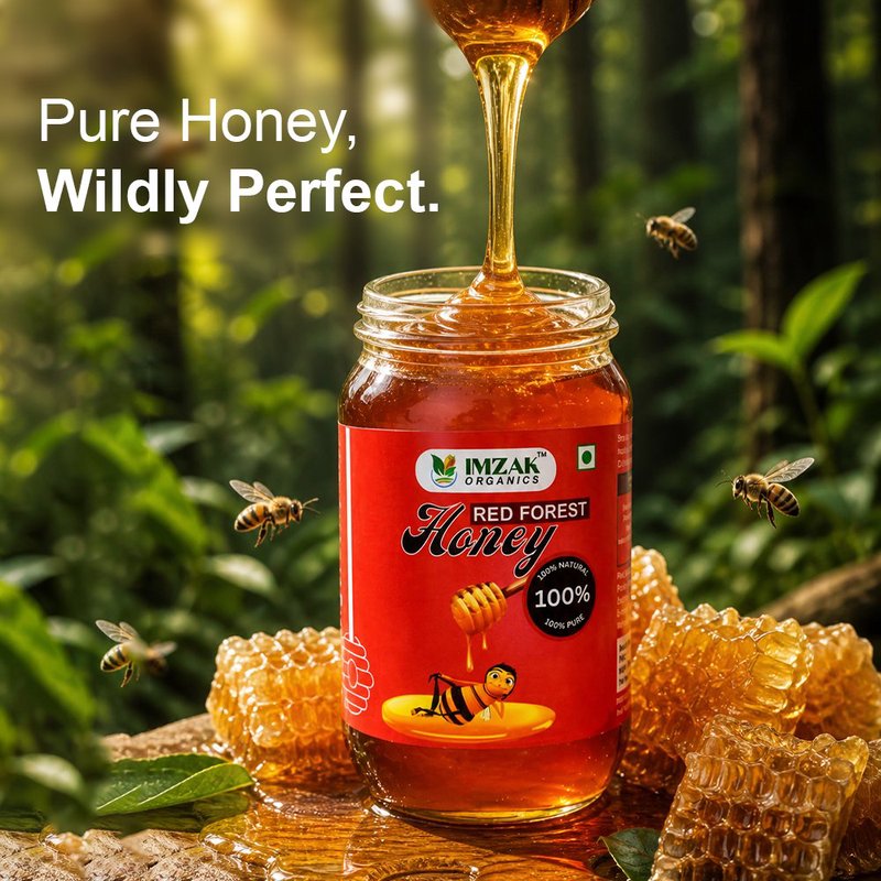 Imzak Red Forest Honey | 100% Pure Raw & Natural Wild Honey | Unprocessed Forest Honey with Rich Taste & Deep Color | Antioxidant Rich Healthy Sweetener for Immunity, Energy & Daily Wellness | Natural Honey Goodness thumbnail 4