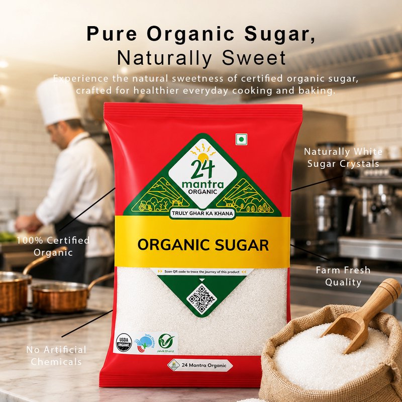 24 Mantra Organic Cane Sugar | Pure Natural Sugar | Fine Crystals | Perfect for Tea, Coffee & Desserts