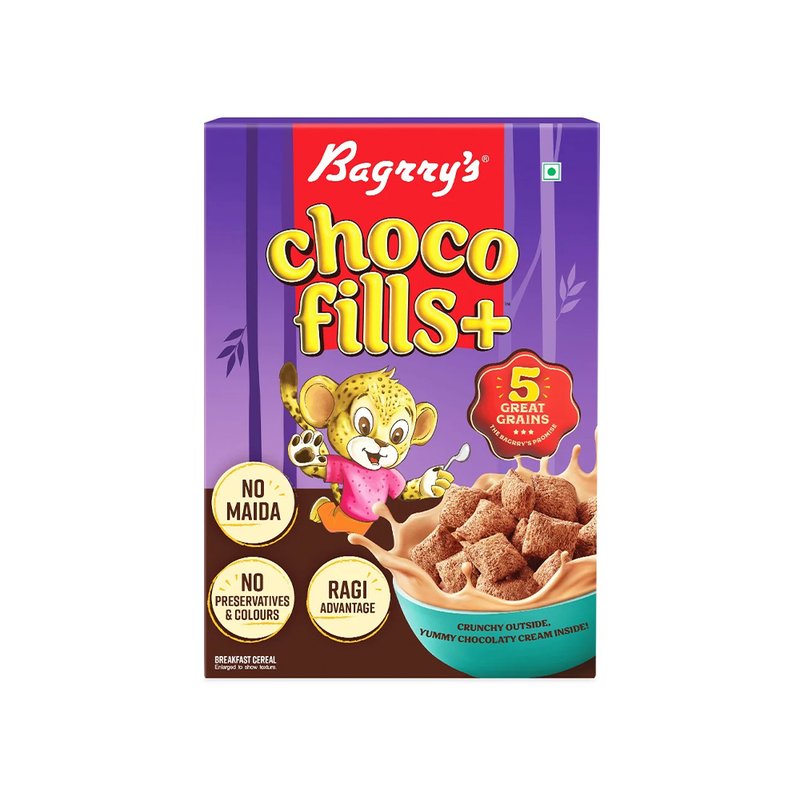 Bagrry's Choco Fills 250g | Crispy Chocolate-Filled Breakfast Cereal | Crunchy Choco Pillows for Kids & Adults | Delicious Breakfast for Energy & Daily Enjoyment