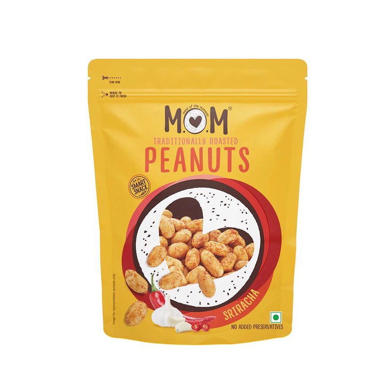 MOM Roasted Sriracha Peanuts 140g | Spicy Roasted Peanuts | Ready-to-Eat Snack | Family Pack