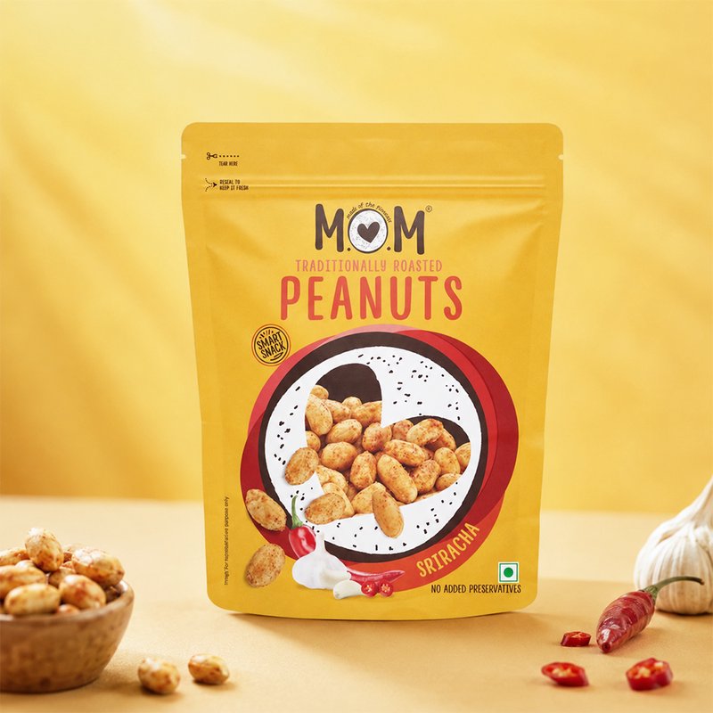 MOM Roasted Sriracha Peanuts 140g | Spicy Roasted Peanuts | Ready-to-Eat Snack | Family Pack