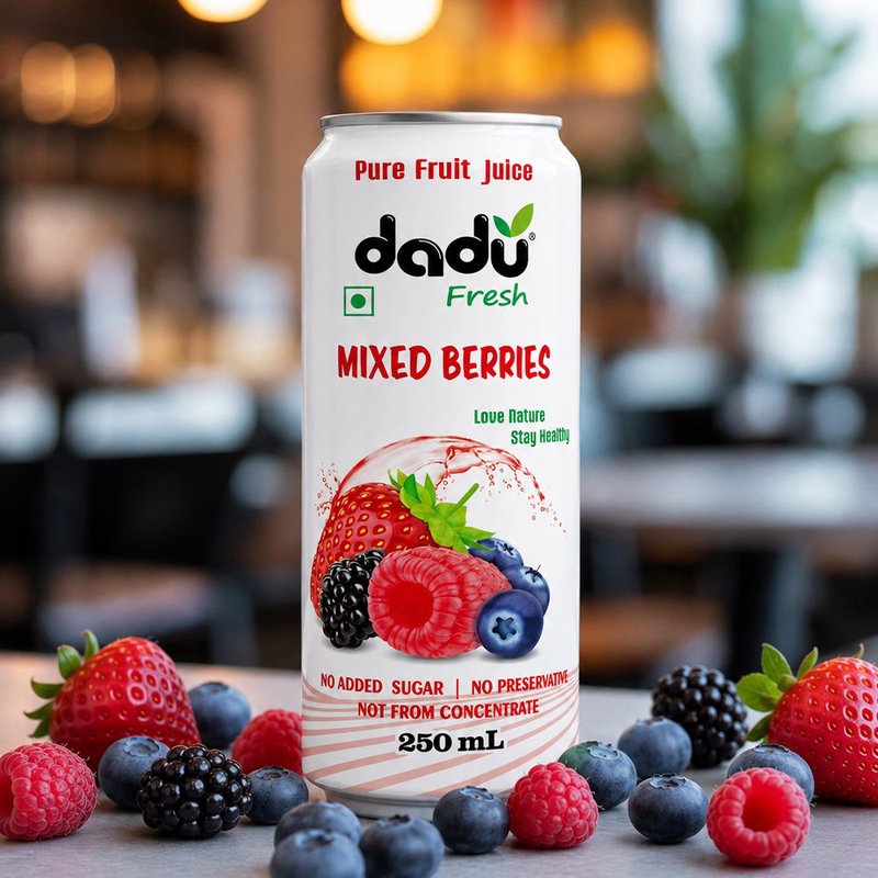Dadu Fresh Mixed Berries Juice | 4 Cans Combo | 100% Natural Berry Fruit Juice | Antioxidant Rich Superfruit Beverage | No Added Sugar, No Preservatives & Not From Concentrate | Vitamin Rich Drink for Immunity, Skin Health, Hydration & Daily Wellness | Refreshing Healthy Juice for Kids & Adults thumbnail 2