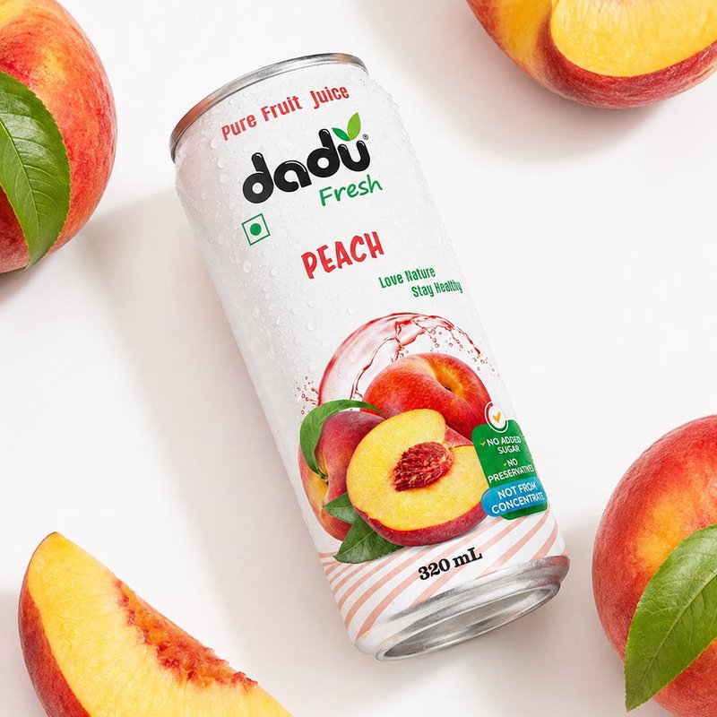 Dadu Fresh Peach Juice | 4 Cans Combo | 100% Natural Peach Fruit Juice | Refreshing Antioxidant Rich Healthy Beverage | No Added Sugar, No Preservatives & Not From Concentrate | Vitamin C Rich Drink for Skin Health, Immunity, Hydration & Daily Wellness | Delicious Fruit Juice for Kids & Adults thumbnail 2