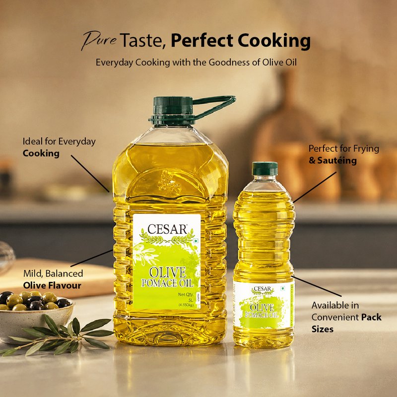Borges César Pomace Olive Oil | Refined Pomace Olive Oil | Ideal for Frying, Sautéing & Everyday Cooking | Mild Flavour Cooking Oil