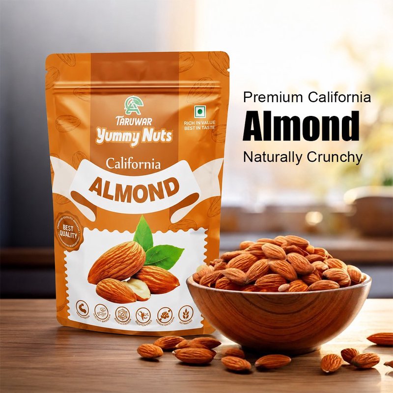 Taruwar Premium Raw Almonds 250g | Natural Baadam Kernels | Crunchy & Protein Rich Dry Fruits | Healthy Snack for Brain Health, Energy & Daily Nutrition | Premium Quality Almonds thumbnail 2